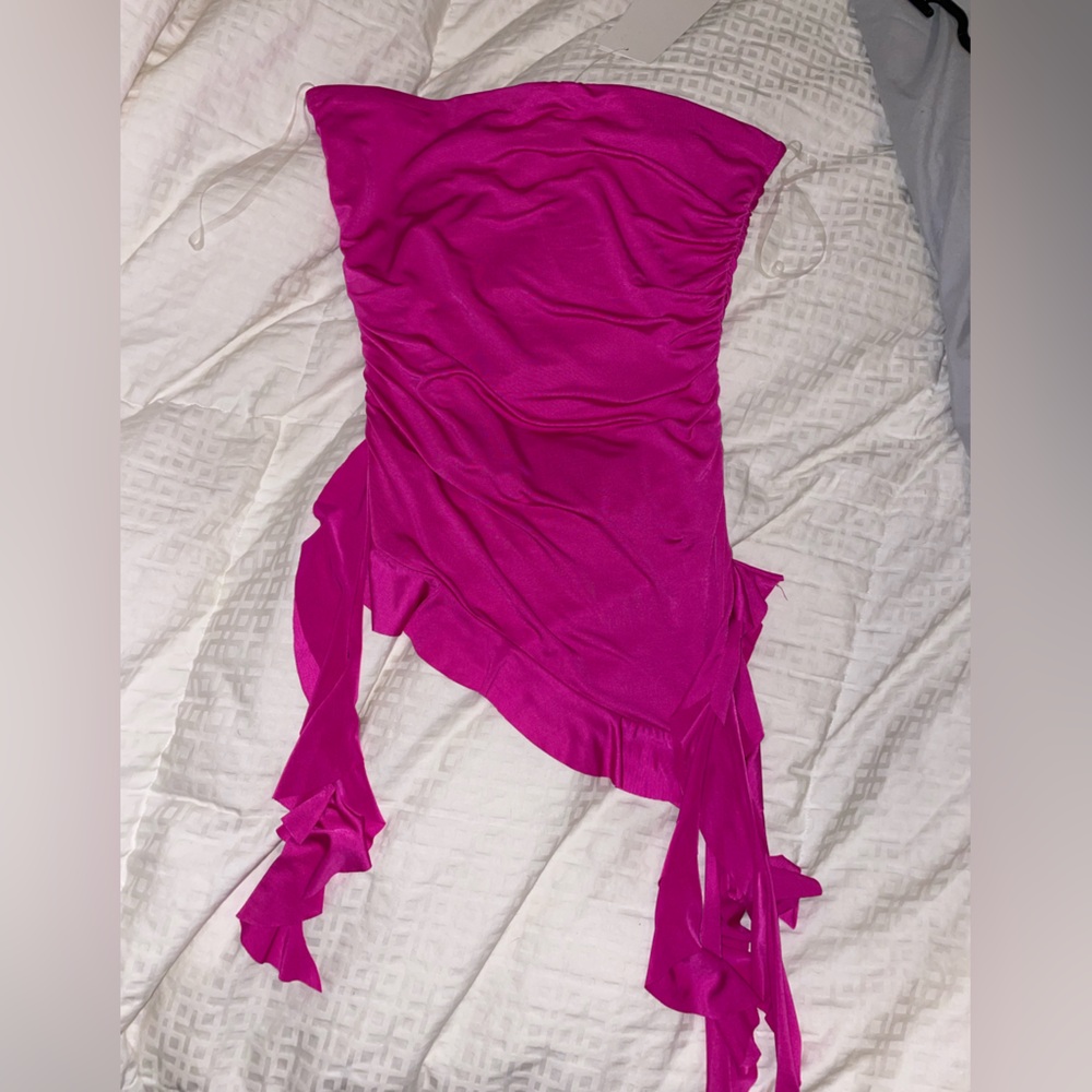 Pink Strapless Ruffle Top - Picture 3 of 4